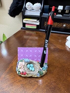 Vintage Bird Nest Pen And Business Card Holder set